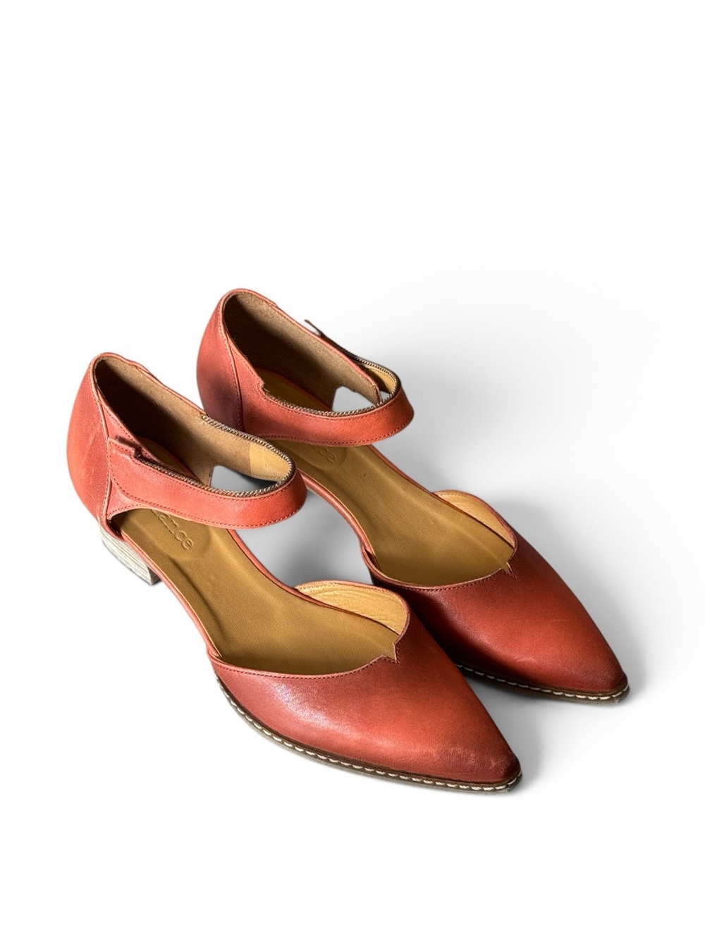 Sundance Coralise Mary Jane Heels Burnt Orange Leather Size 37 France